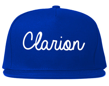Clarion Pennsylvania PA Script Mens Snapback Hat Royal Blue
