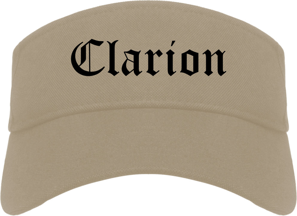 Clarion Pennsylvania PA Old English Mens Visor Cap Hat Khaki