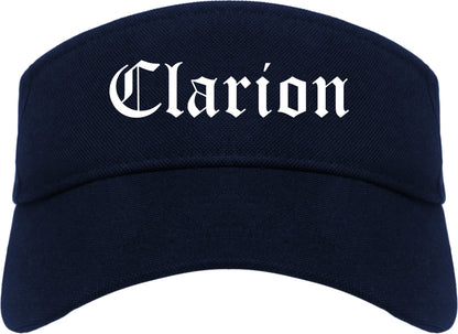 Clarion Pennsylvania PA Old English Mens Visor Cap Hat Navy Blue