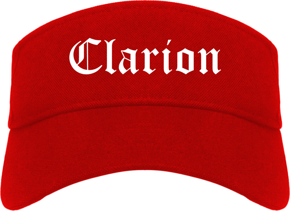 Clarion Pennsylvania PA Old English Mens Visor Cap Hat Red