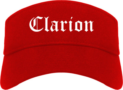 Clarion Pennsylvania PA Old English Mens Visor Cap Hat Red