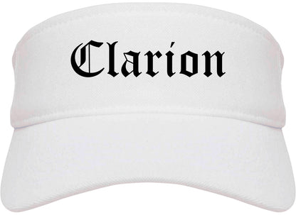 Clarion Pennsylvania PA Old English Mens Visor Cap Hat White
