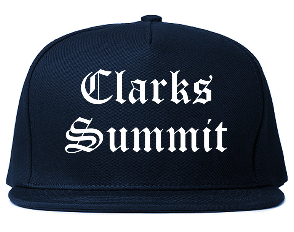 Clarks Summit Pennsylvania PA Old English Mens Snapback Hat Navy Blue