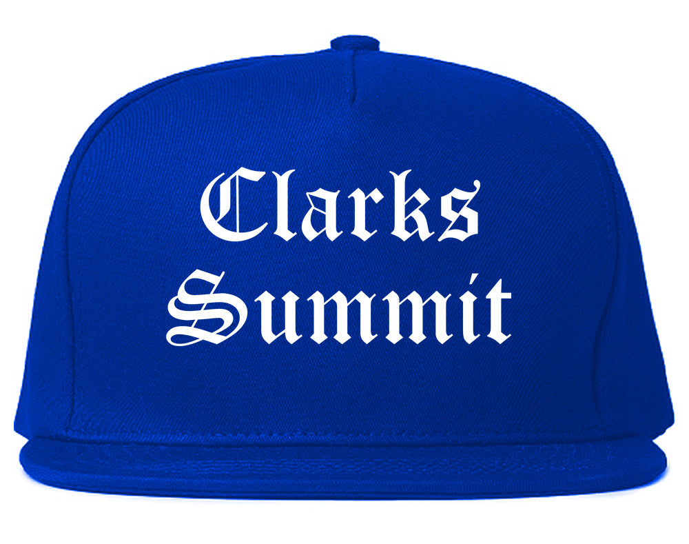 Clarks Summit Pennsylvania PA Old English Mens Snapback Hat Royal Blue