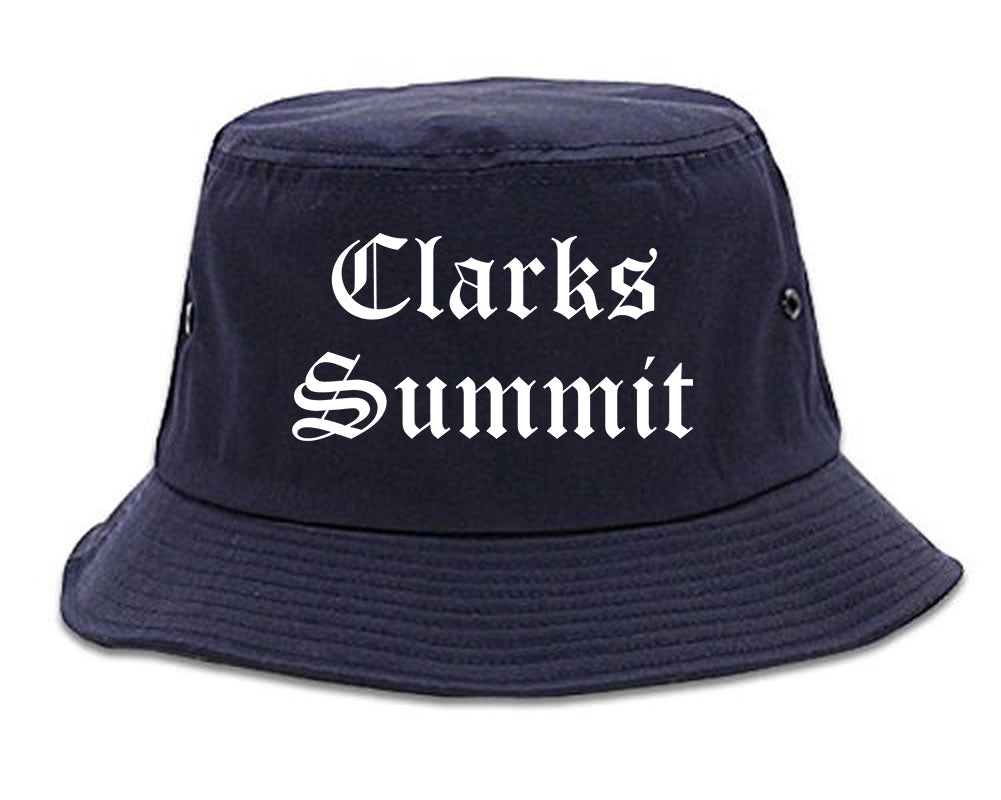 Clarks Summit Pennsylvania PA Old English Mens Bucket Hat Navy Blue