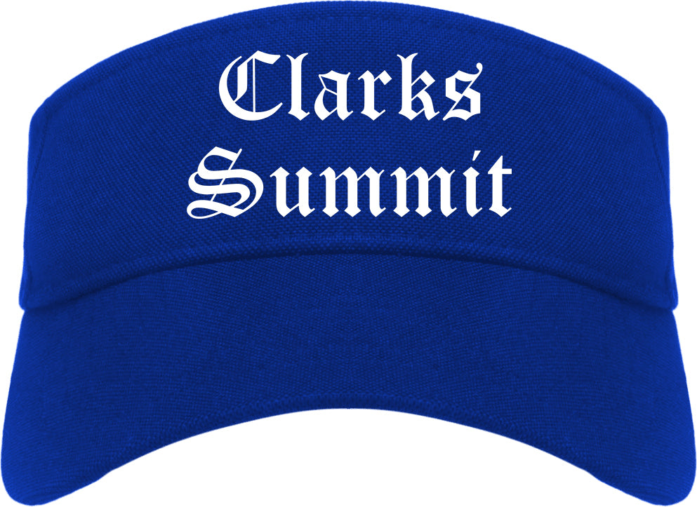 Clarks Summit Pennsylvania PA Old English Mens Visor Cap Hat Royal Blue
