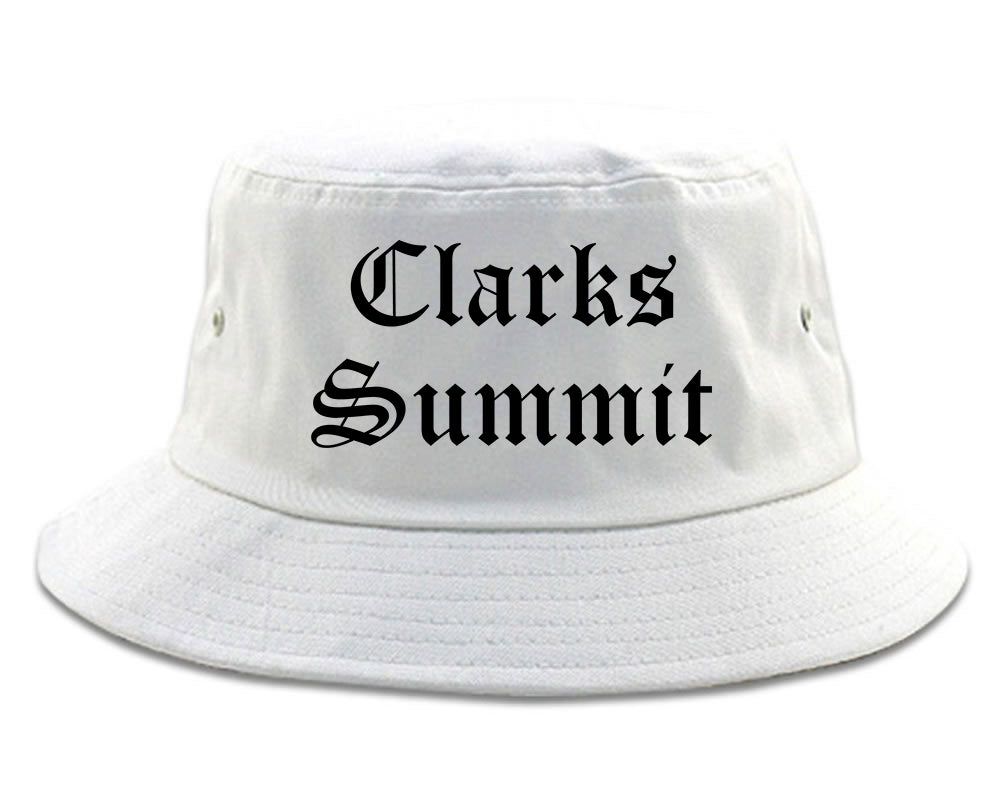 Clarks Summit Pennsylvania PA Old English Mens Bucket Hat White