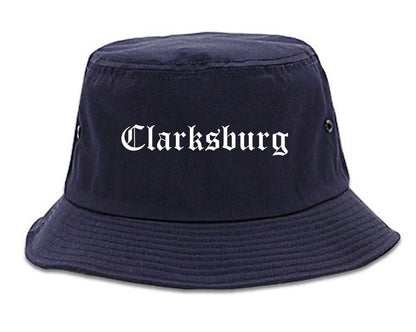 Clarksburg West Virginia WV Old English Mens Bucket Hat Navy Blue
