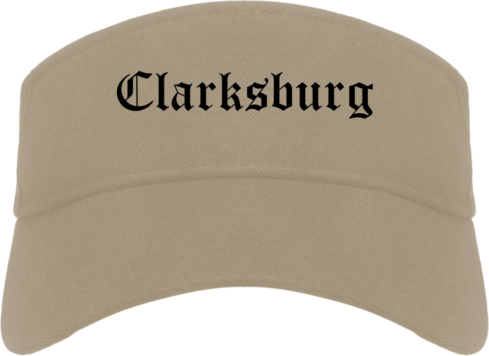 Clarksburg West Virginia WV Old English Mens Visor Cap Hat Khaki