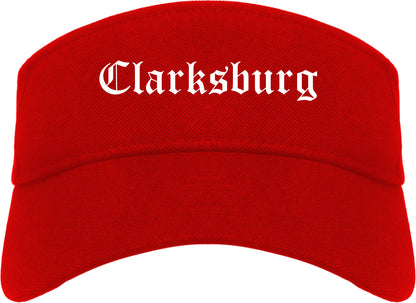 Clarksburg West Virginia WV Old English Mens Visor Cap Hat Red