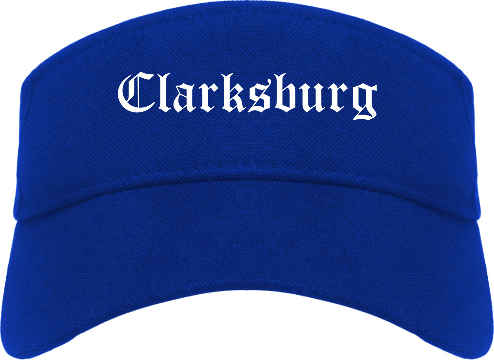 Clarksburg West Virginia WV Old English Mens Visor Cap Hat Royal Blue