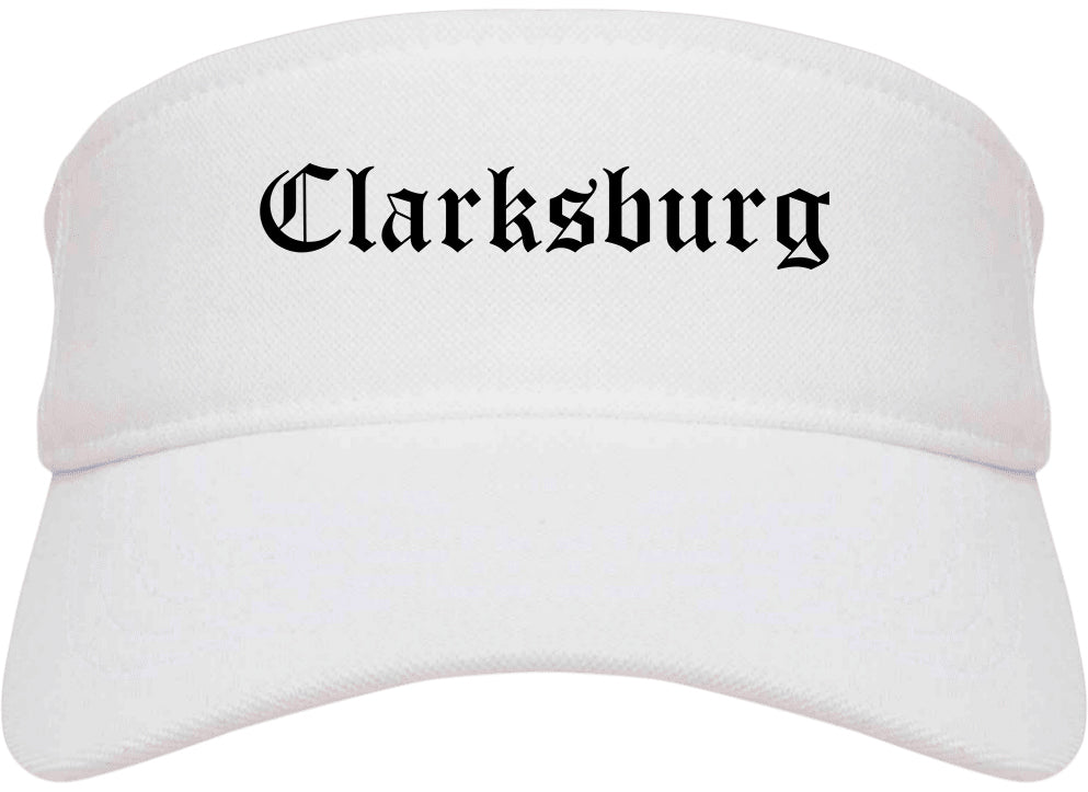 Clarksburg West Virginia WV Old English Mens Visor Cap Hat White