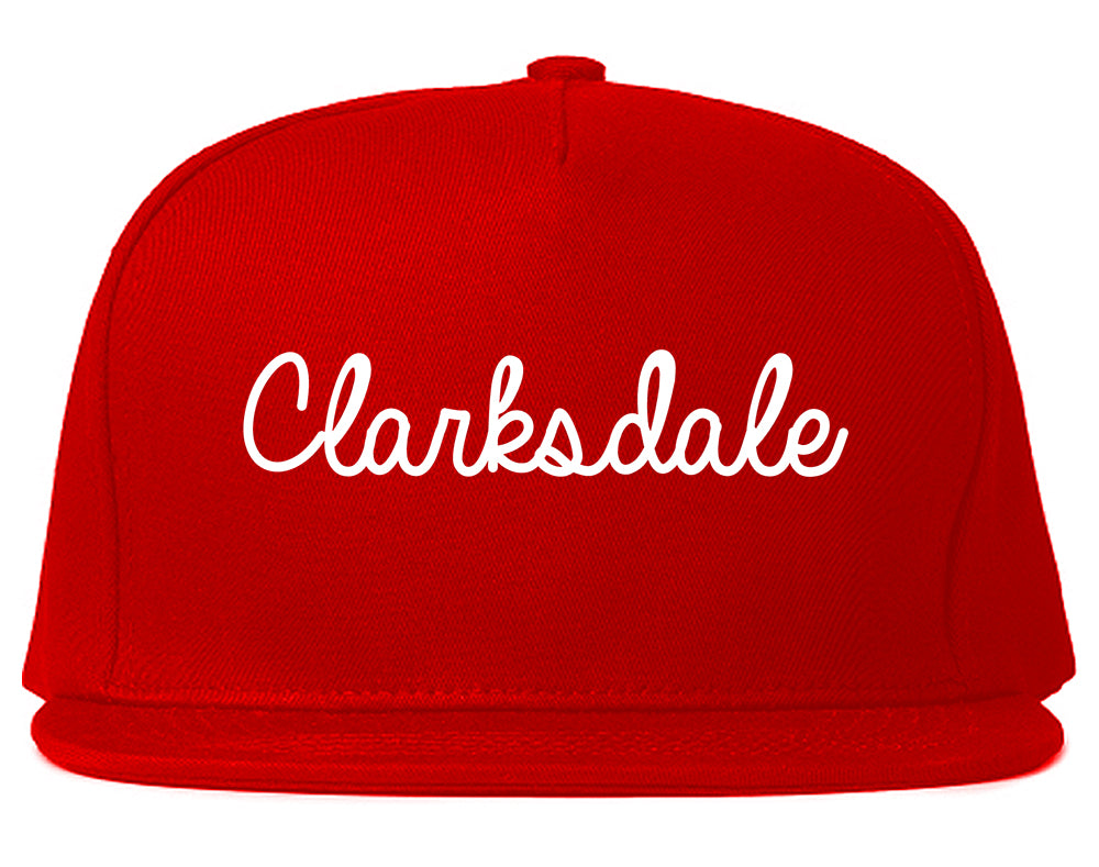 Clarksdale Mississippi MS Script Mens Snapback Hat Red