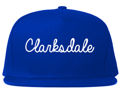Clarksdale Mississippi MS Script Mens Snapback Hat Royal Blue