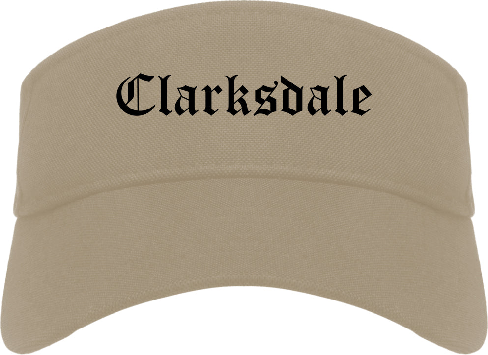 Clarksdale Mississippi MS Old English Mens Visor Cap Hat Khaki