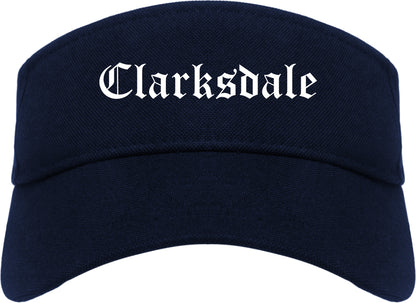 Clarksdale Mississippi MS Old English Mens Visor Cap Hat Navy Blue