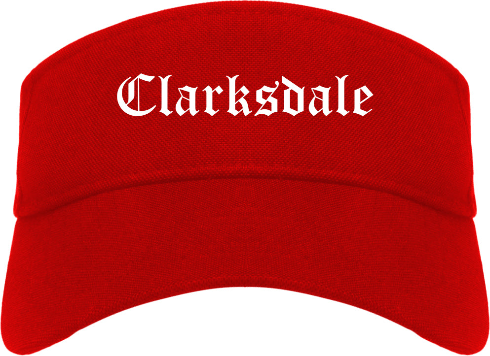 Clarksdale Mississippi MS Old English Mens Visor Cap Hat Red