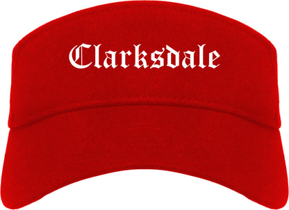 Clarksdale Mississippi MS Old English Mens Visor Cap Hat Red