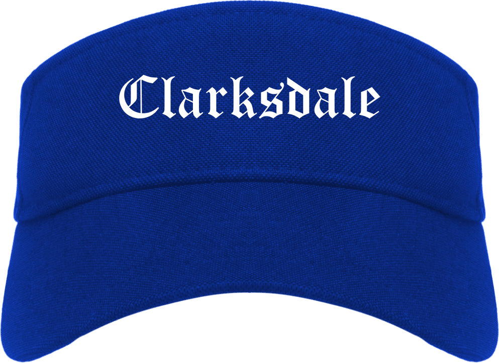 Clarksdale Mississippi MS Old English Mens Visor Cap Hat Royal Blue