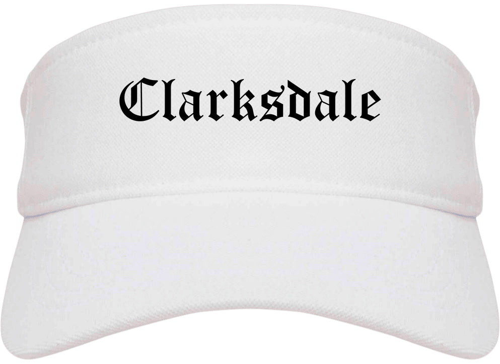 Clarksdale Mississippi MS Old English Mens Visor Cap Hat White