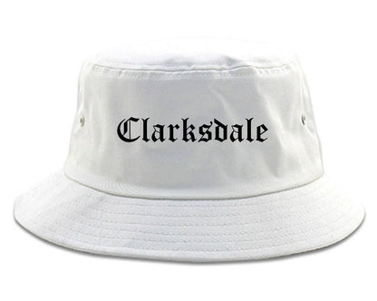 Clarksdale Mississippi MS Old English Mens Bucket Hat White