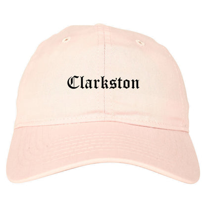 Clarkston Georgia GA Old English Mens Dad Hat Baseball Cap Pink