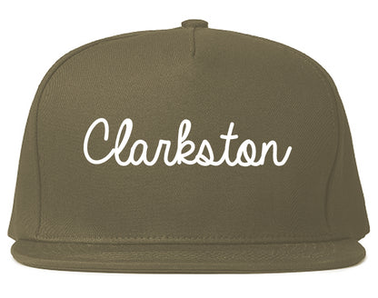 Clarkston Georgia GA Script Mens Snapback Hat Grey