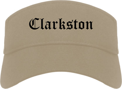 Clarkston Georgia GA Old English Mens Visor Cap Hat Khaki