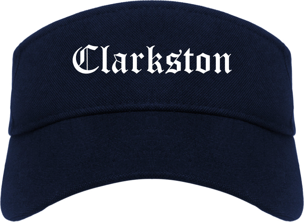 Clarkston Georgia GA Old English Mens Visor Cap Hat Navy Blue