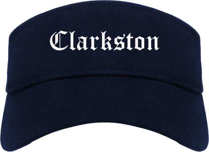 Clarkston Georgia GA Old English Mens Visor Cap Hat Navy Blue