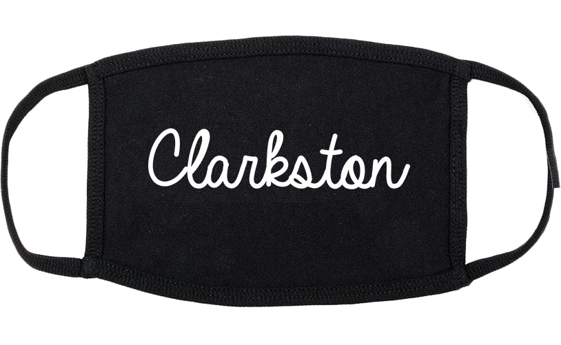 Clarkston Washington WA Script Cotton Face Mask Black