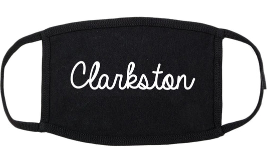 Clarkston Washington WA Script Cotton Face Mask Black