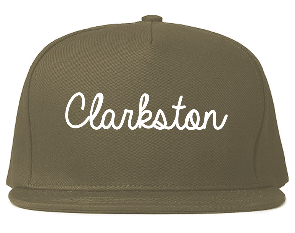 Clarkston Washington WA Script Mens Snapback Hat Grey