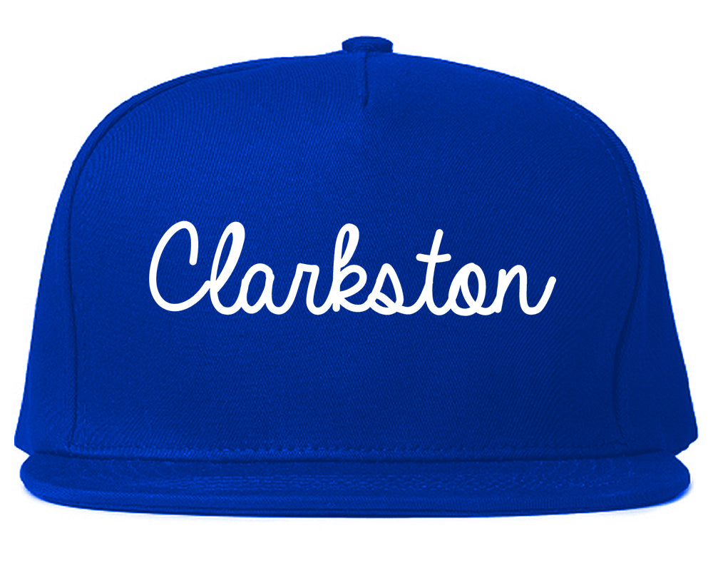 Clarkston Washington WA Script Mens Snapback Hat Royal Blue
