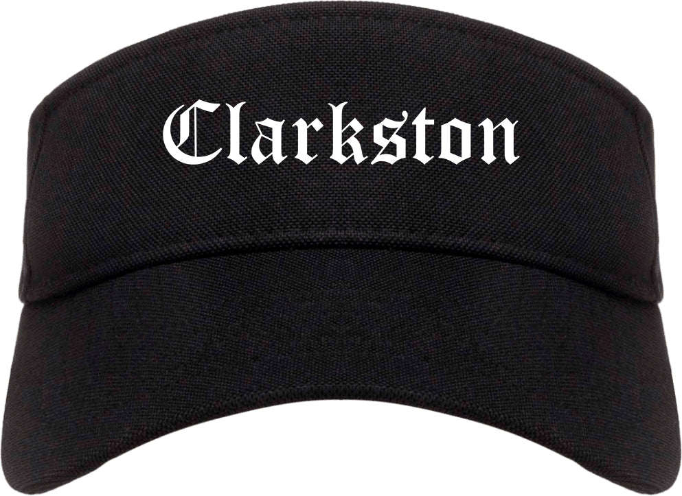 Clarkston Washington WA Old English Mens Visor Cap Hat Black