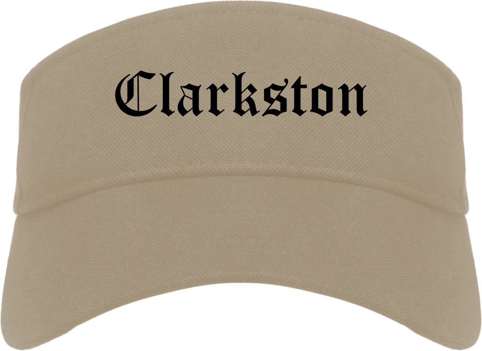 Clarkston Washington WA Old English Mens Visor Cap Hat Khaki
