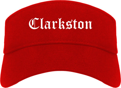 Clarkston Washington WA Old English Mens Visor Cap Hat Red