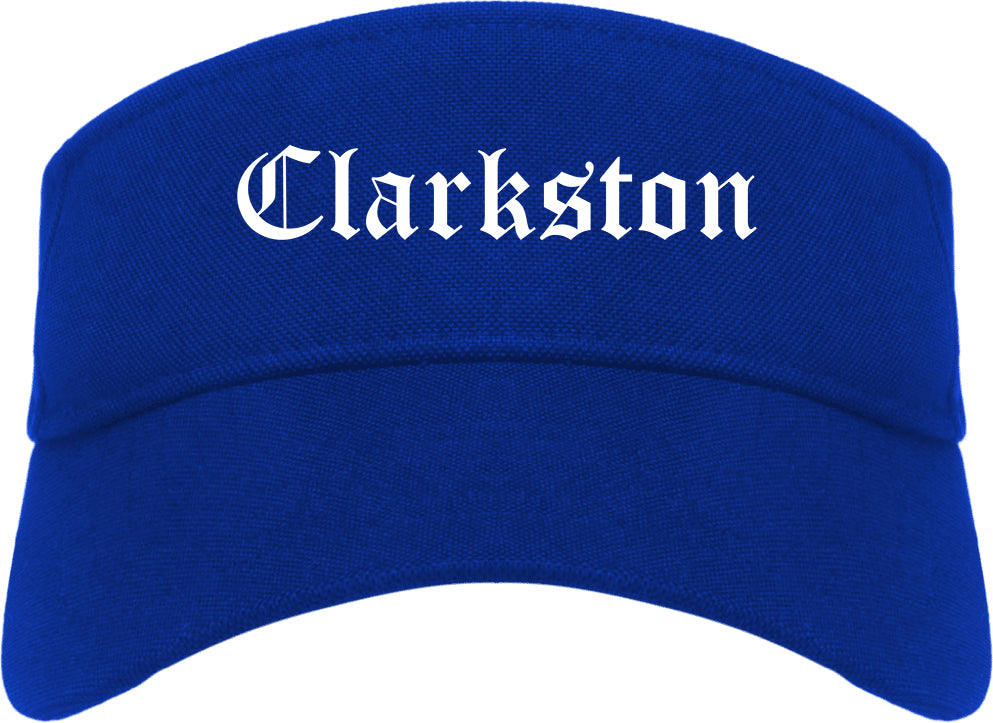Clarkston Washington WA Old English Mens Visor Cap Hat Royal Blue