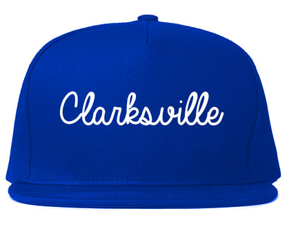 Clarksville Arkansas AR Script Mens Snapback Hat Royal Blue