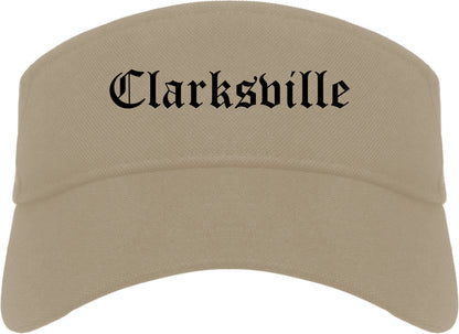Clarksville Arkansas AR Old English Mens Visor Cap Hat Khaki