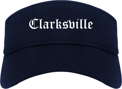 Clarksville Arkansas AR Old English Mens Visor Cap Hat Navy Blue