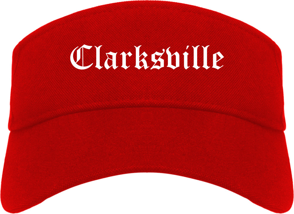 Clarksville Arkansas AR Old English Mens Visor Cap Hat Red