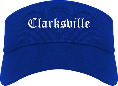 Clarksville Arkansas AR Old English Mens Visor Cap Hat Royal Blue