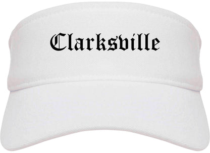 Clarksville Arkansas AR Old English Mens Visor Cap Hat White