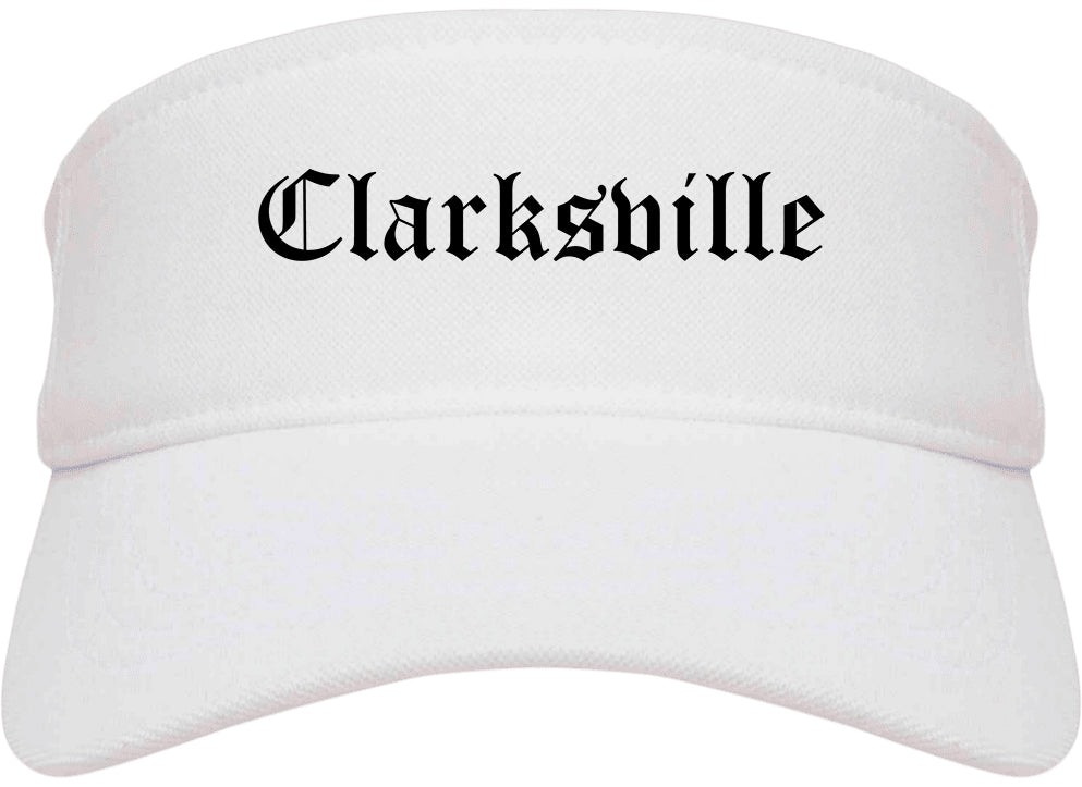Clarksville Indiana IN Old English Mens Visor Cap Hat White
