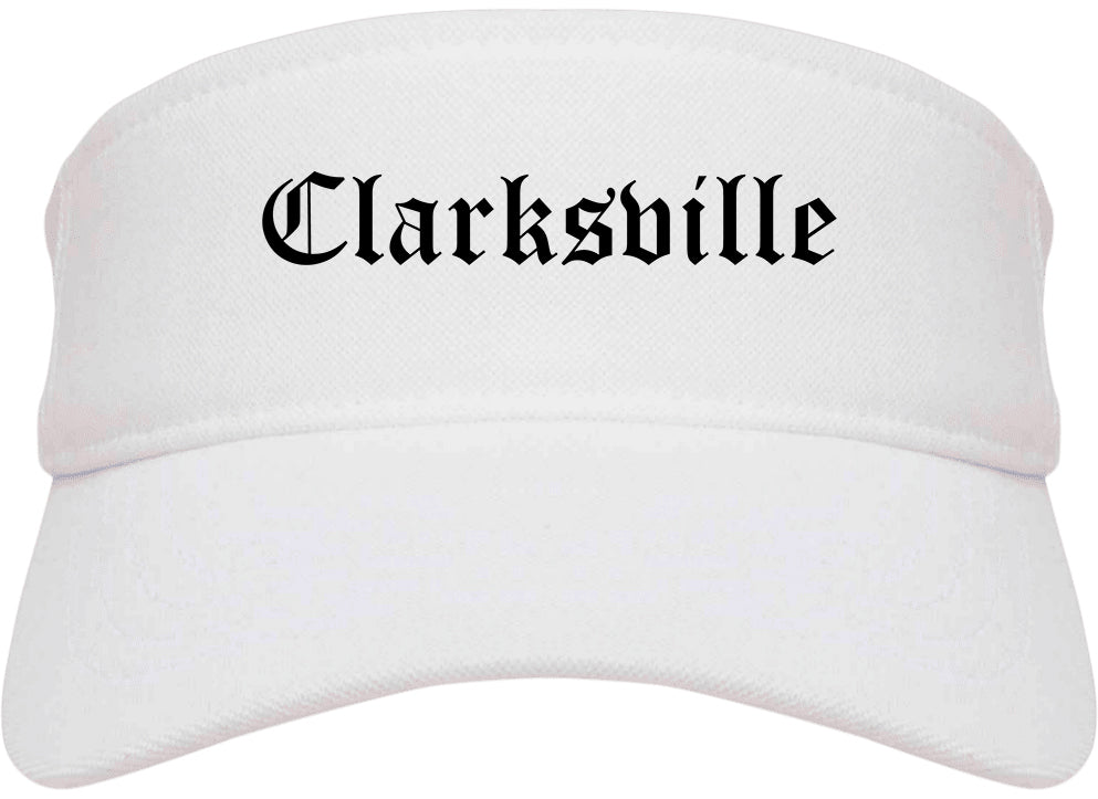 Clarksville Tennessee TN Old English Mens Visor Cap Hat White