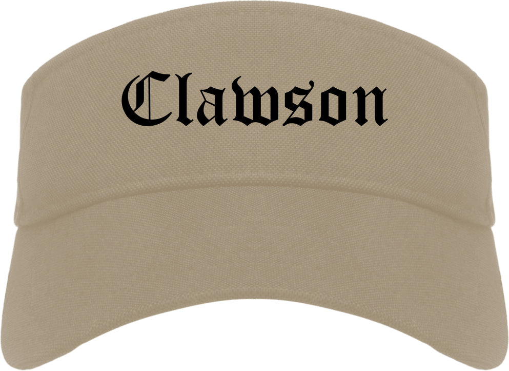 Clawson Michigan MI Old English Mens Visor Cap Hat Khaki