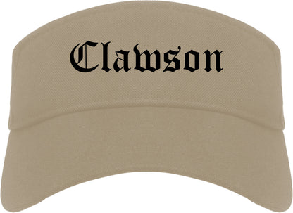 Clawson Michigan MI Old English Mens Visor Cap Hat Khaki