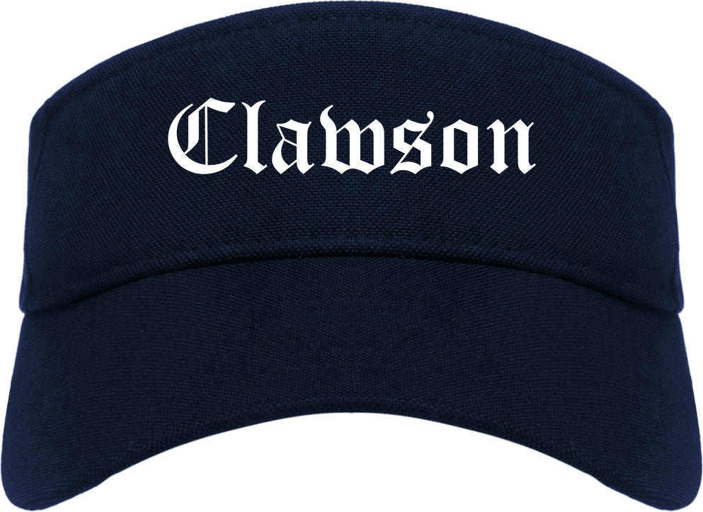 Clawson Michigan MI Old English Mens Visor Cap Hat Navy Blue