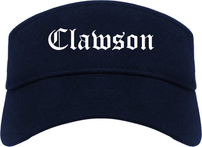 Clawson Michigan MI Old English Mens Visor Cap Hat Navy Blue